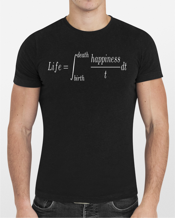 T-shirt: Life is an integral over happiness and time from birth to death